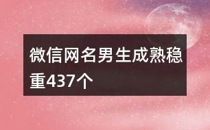 微信网名男生成熟稳重437个