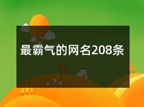 最霸气的网名208条