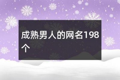 ​成熟男人的网名198个